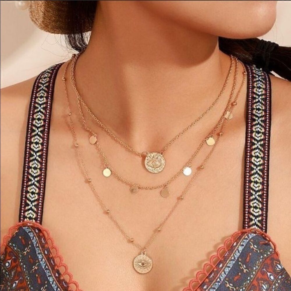 Multilayered Necklace Nazar Zinc Alloy versatile